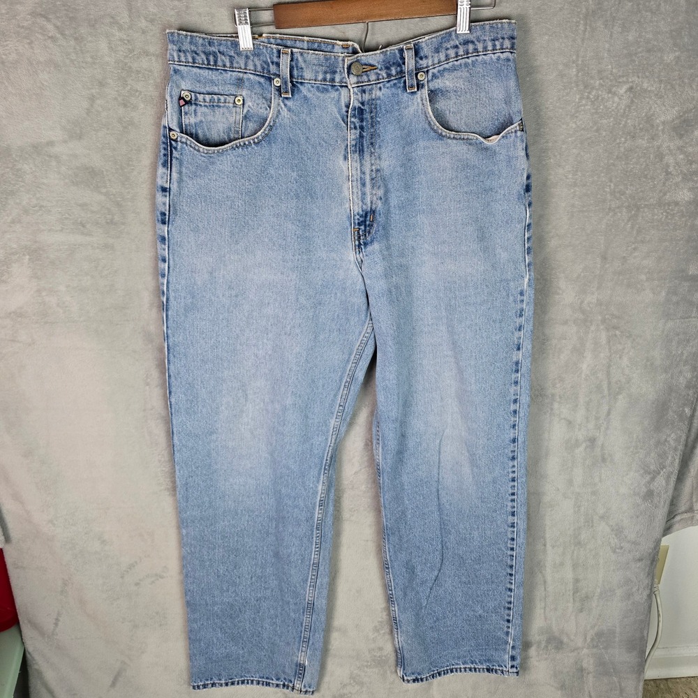 VTG Polo Jeans Co Ralph Lauren Mens Light Wash Banner Jean Straight‎ Leg 34x34